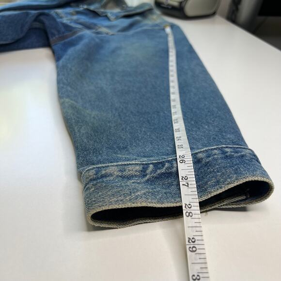 Carhartt Men Trucker Jacket Logo Patch Lined Blue Denim Distressed Size 3XL Tall - Picture 12 of 14